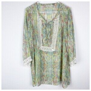 Daniel Rainn Multicolored Sheer Blouse Size 1X